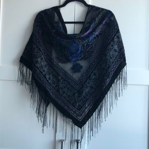 Vintage Triangle Velvet Appliqué Scarf